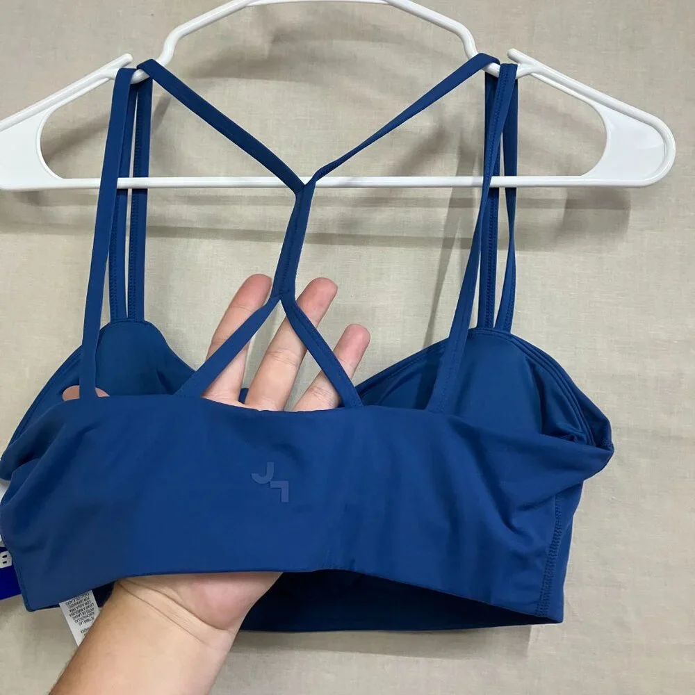 WT JoyLab Women's L Deep Sea Blue Strappy Athletic Sports Bra Removable Pads - Picture 10 of 13